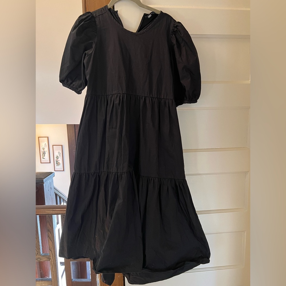 Zara Black Midi Dress with sleeves